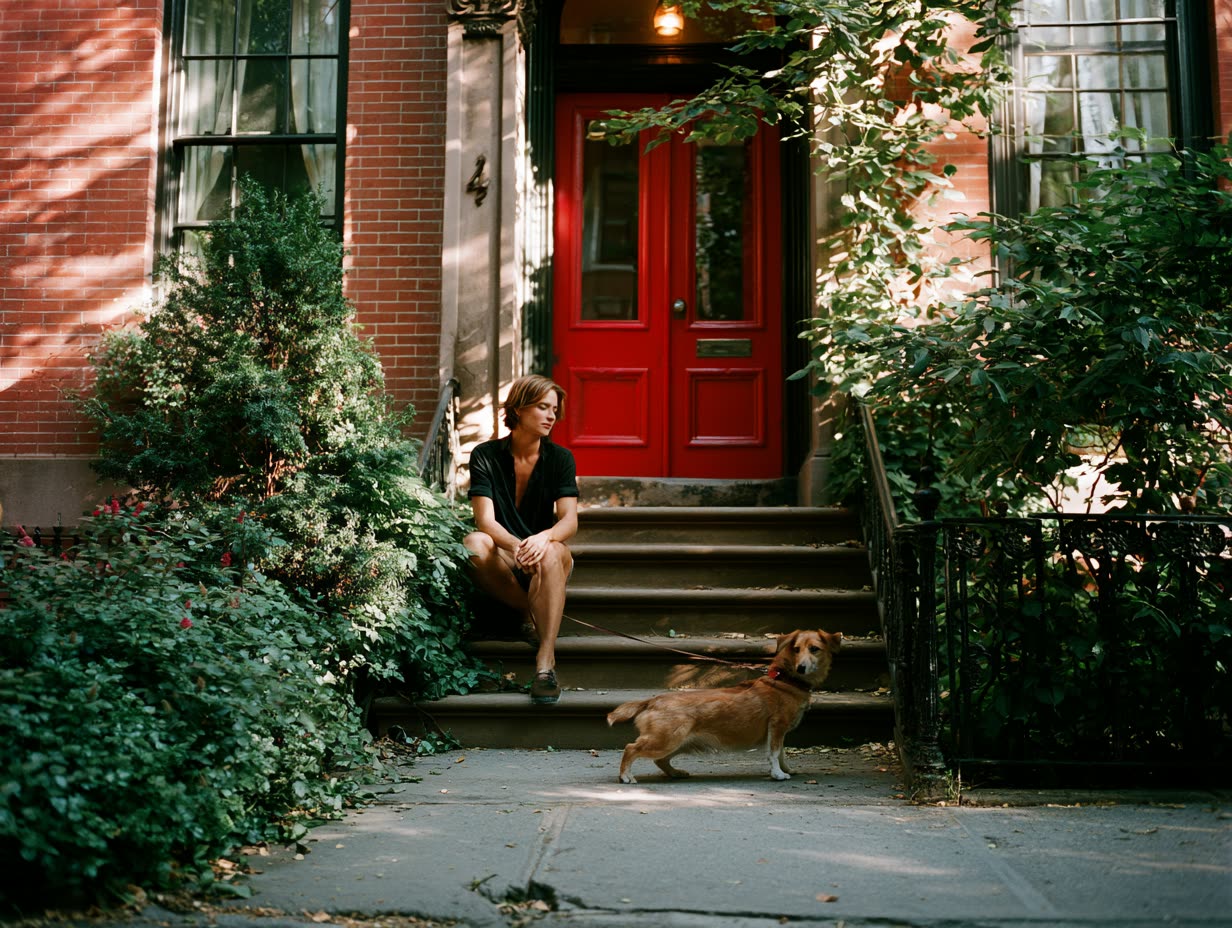 A quiet moment on a city stoop