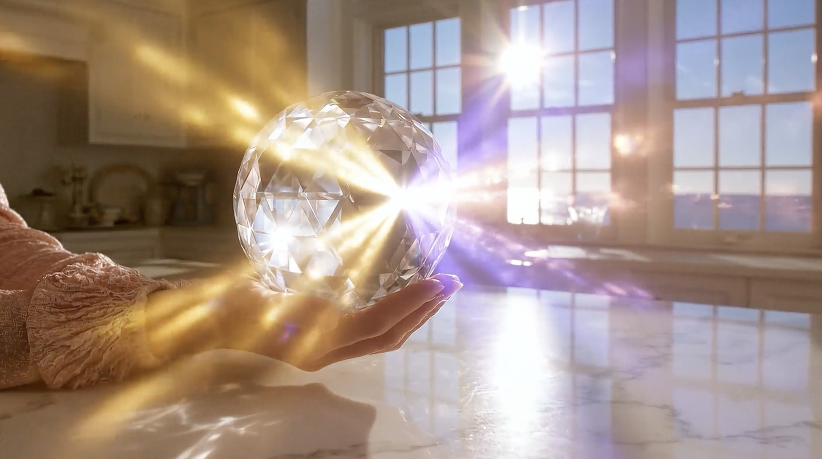 Light radiating through a crystal
